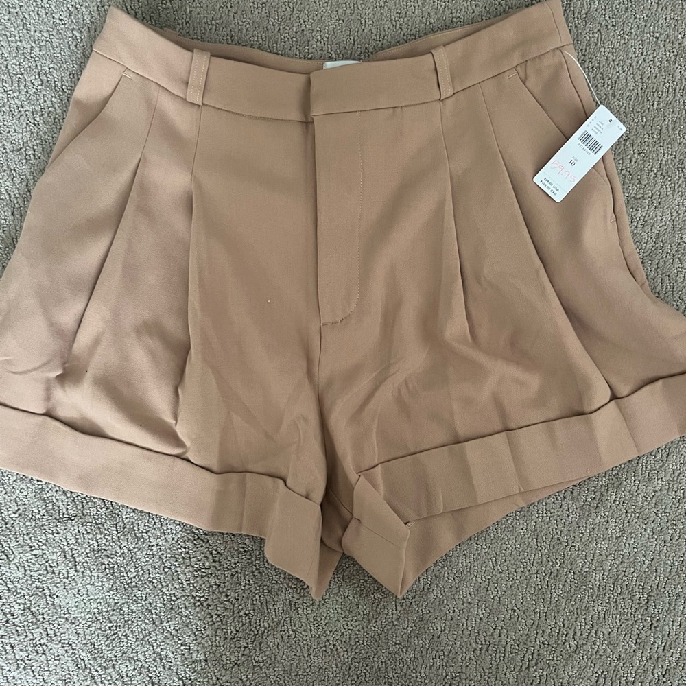 Maeve Tan High Waist Dress Shorts